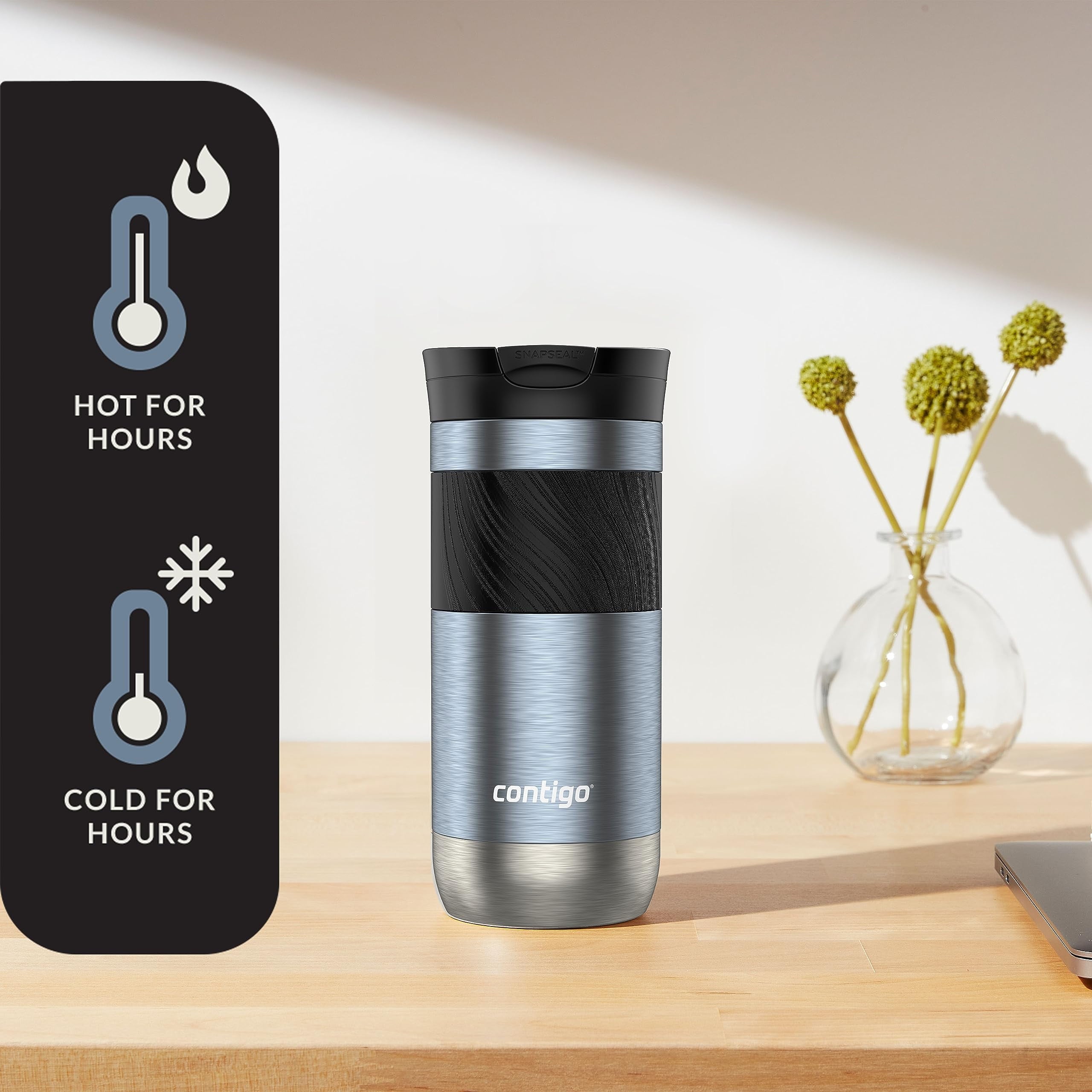 Contigo Byron 2.0 Stainless Steel Travel Mug with SNAPSEAL Lid and Grip, 16oz. 33WU