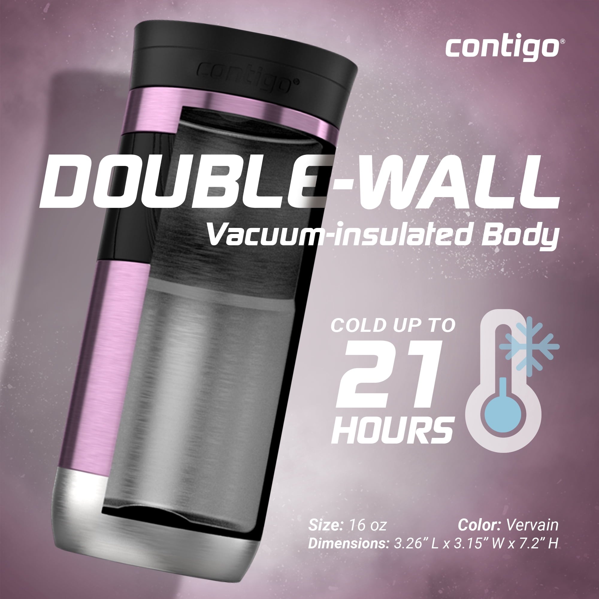 Contigo Byron 2.0 Stainless Steel Travel Mug with SNAPSEAL Lid and Grip, 16oz. 33WU