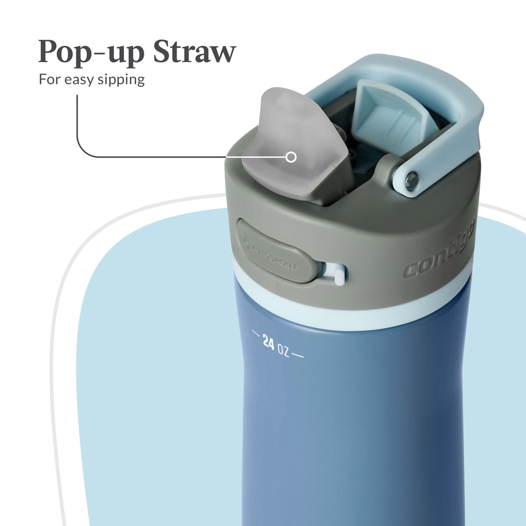 Contigo® Wells Chill Stainless Steel Filter Water Bottle with AUTOSPOUT® Straw Lid, 24 oz., Dark Ice B006