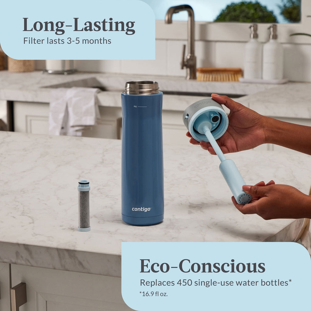Contigo® Wells Chill Stainless Steel Filter Water Bottle with AUTOSPOUT® Straw Lid, 24 oz., Dark Ice B006