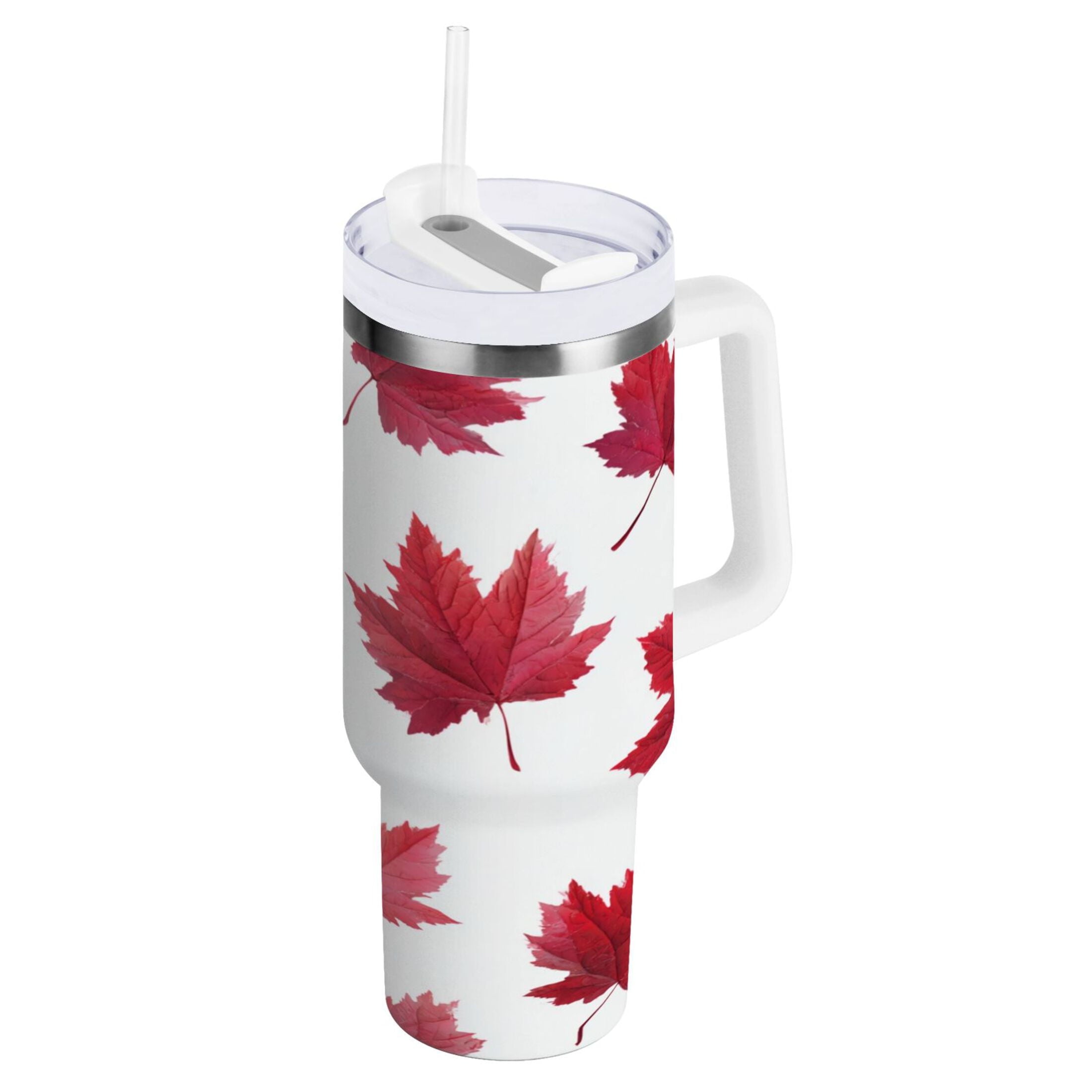 30 oz Insulated Stainless Steel Tumbler Double Wall Stainless Steel Tumbler with 2-Way Drinking Red Maple Leaves D0J8