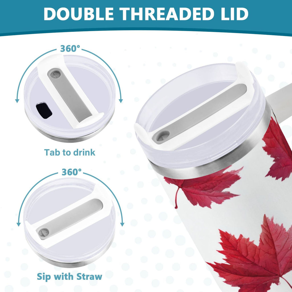 30 oz Insulated Stainless Steel Tumbler Double Wall Stainless Steel Tumbler with 2-Way Drinking Red Maple Leaves D0J8