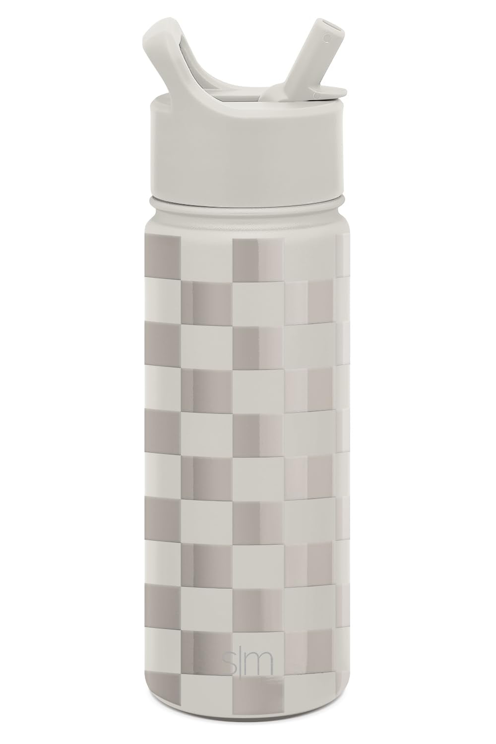 Simple Modern Kids Water Bottle with Straw Lid Vacuum Insulated Stainless Steel Metal Thermos Bottles | Reusable Leak Proof BPA-Free Flask for School | Summit Collection | 18oz, Checkmate 1HGV
