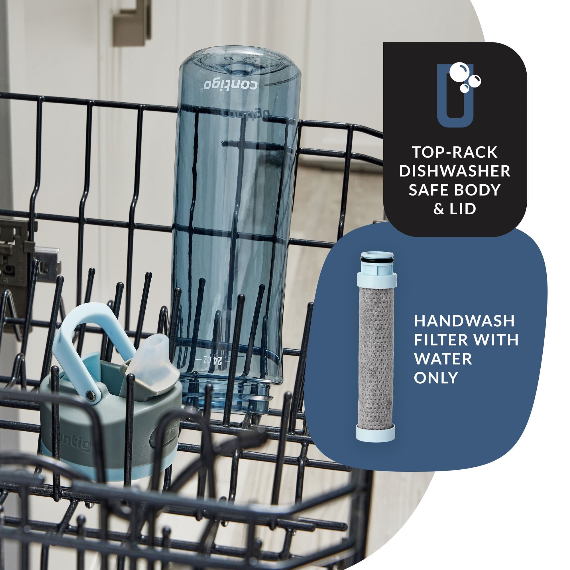 Contigo® Wells Plastic Filter Water Bottle with AUTOSPOUT® Straw Lid, 24 Oz., Dark Ice QPEF