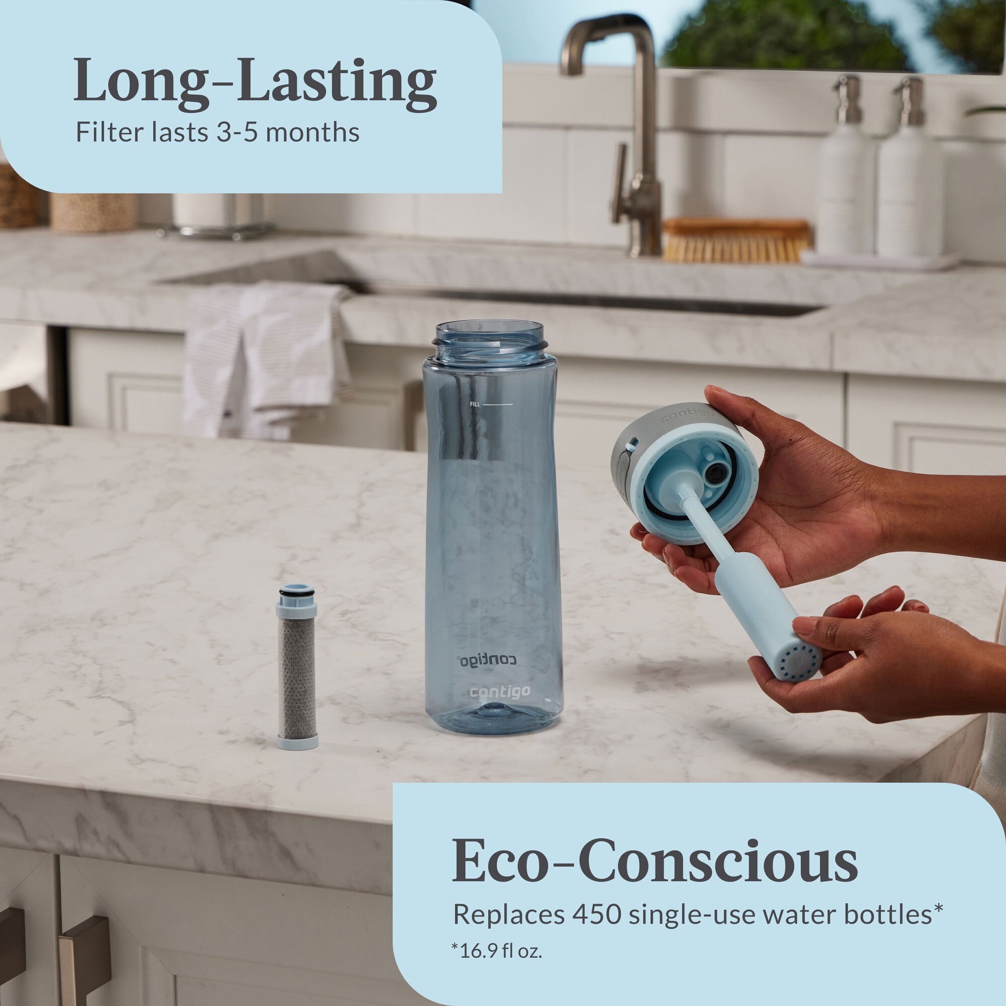 Contigo® Wells Plastic Filter Water Bottle with AUTOSPOUT® Straw Lid, 24 Oz., Dark Ice QPEF