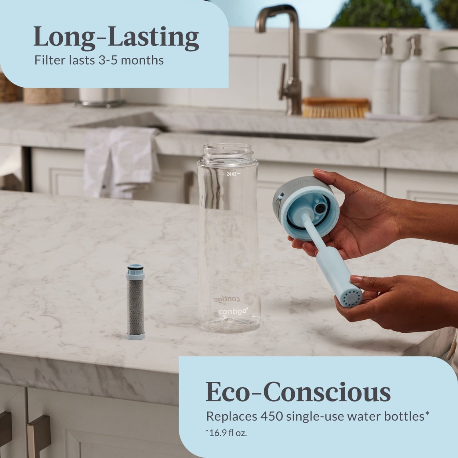Contigo 24 oz. Wells Plastic Filter Water Bottle - Salt MYNO