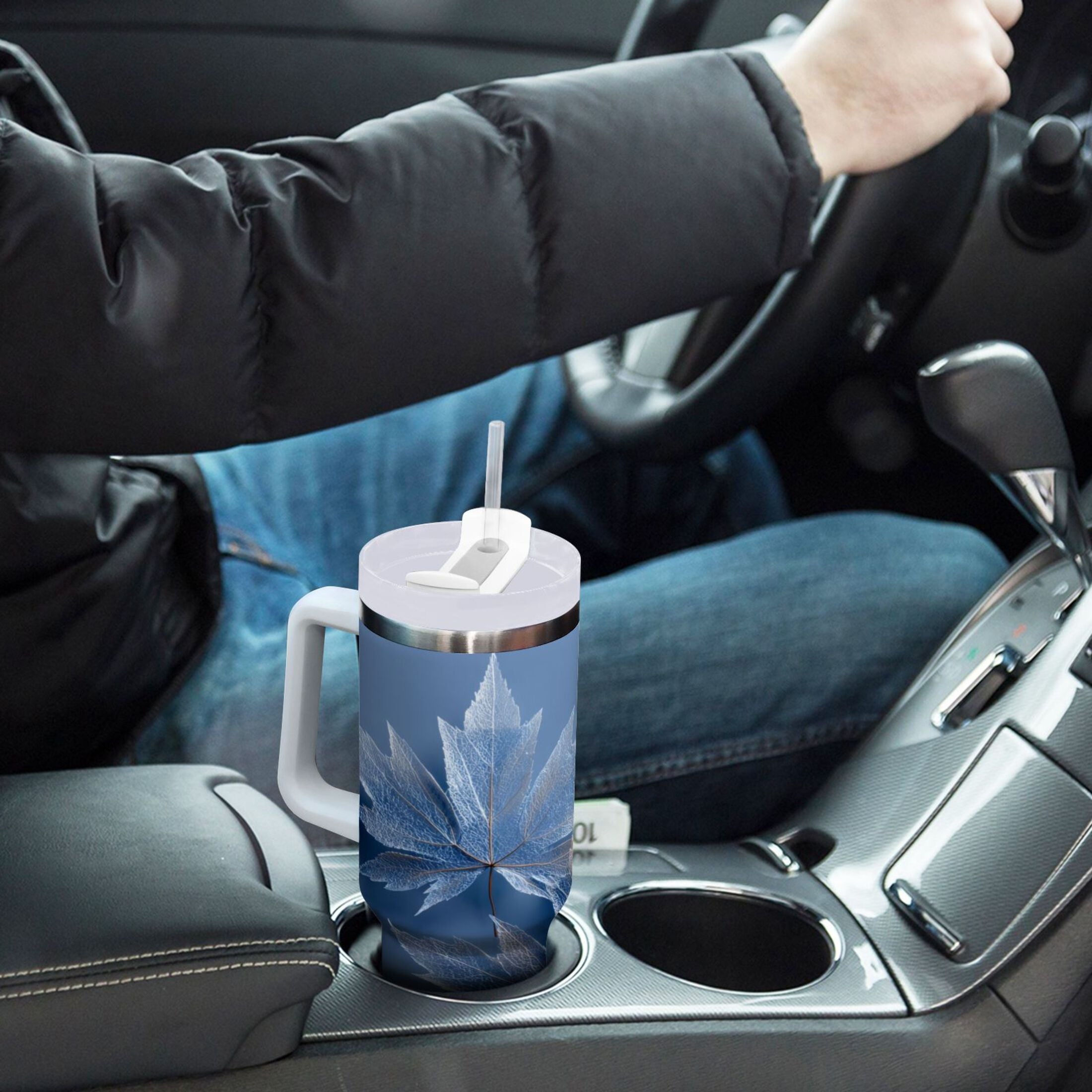 30 oz Insulated Stainless Steel Tumbler Double Wall Stainless Steel Tumbler with 2-Way Drinking Glass Mapleleaves 37DB