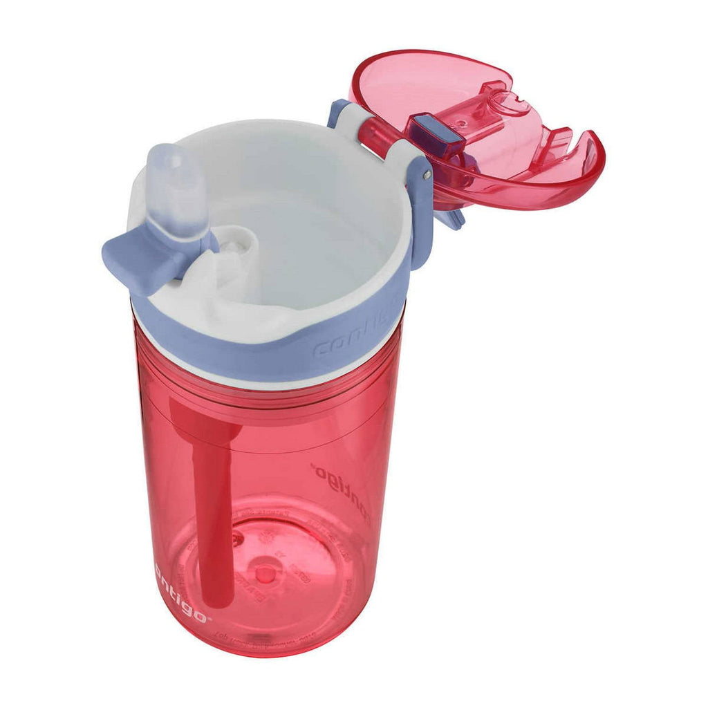 Contigo Kids 2-in-1 Snack Hero Tumbler Featuring 4oz Snack Holder Stacked on Top of 13oz Water Bottle - BPA Free, Durable Tritan w/Flexible Carry Handle &amp; Spill-Proof Valve, Purple &amp; Pink – 2 Pack C0V3