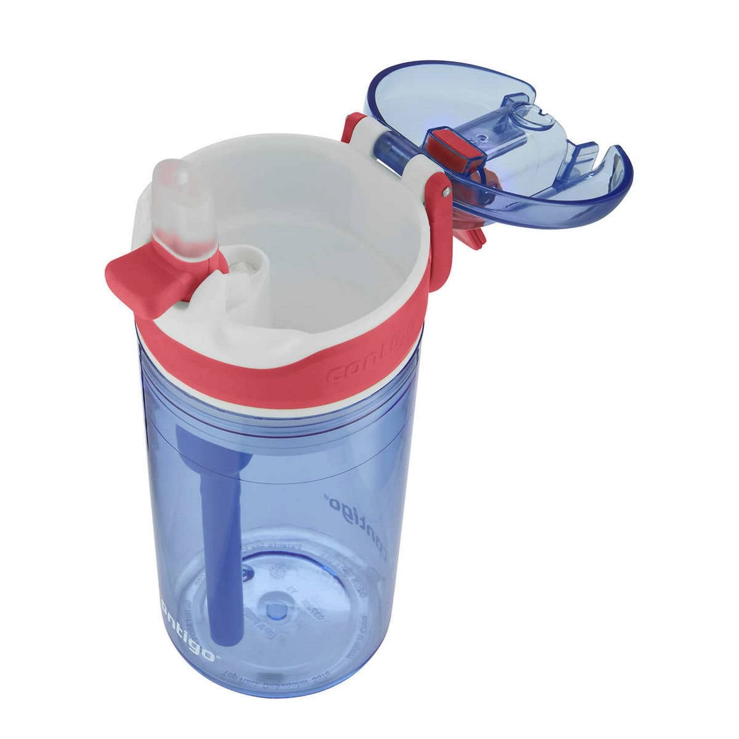 Contigo Kids 2-in-1 Snack Hero Tumbler Featuring 4oz Snack Holder Stacked on Top of 13oz Water Bottle - BPA Free, Durable Tritan w/Flexible Carry Handle &amp; Spill-Proof Valve, Purple &amp; Pink – 2 Pack C0V3