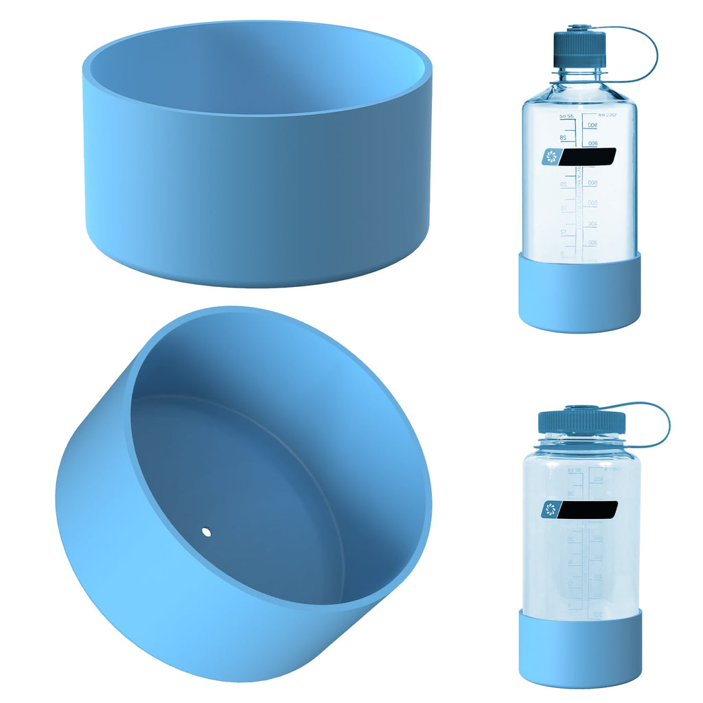 Linkidea 2 Pack Water Bottle Boot Compatible with Nalgene Sustain Wide Mouth 32oz/48oz, Narrow Mouth 32oz, Silicone Anti-Slip Bottle Bottom Bumper Protector (Blue) A8L9