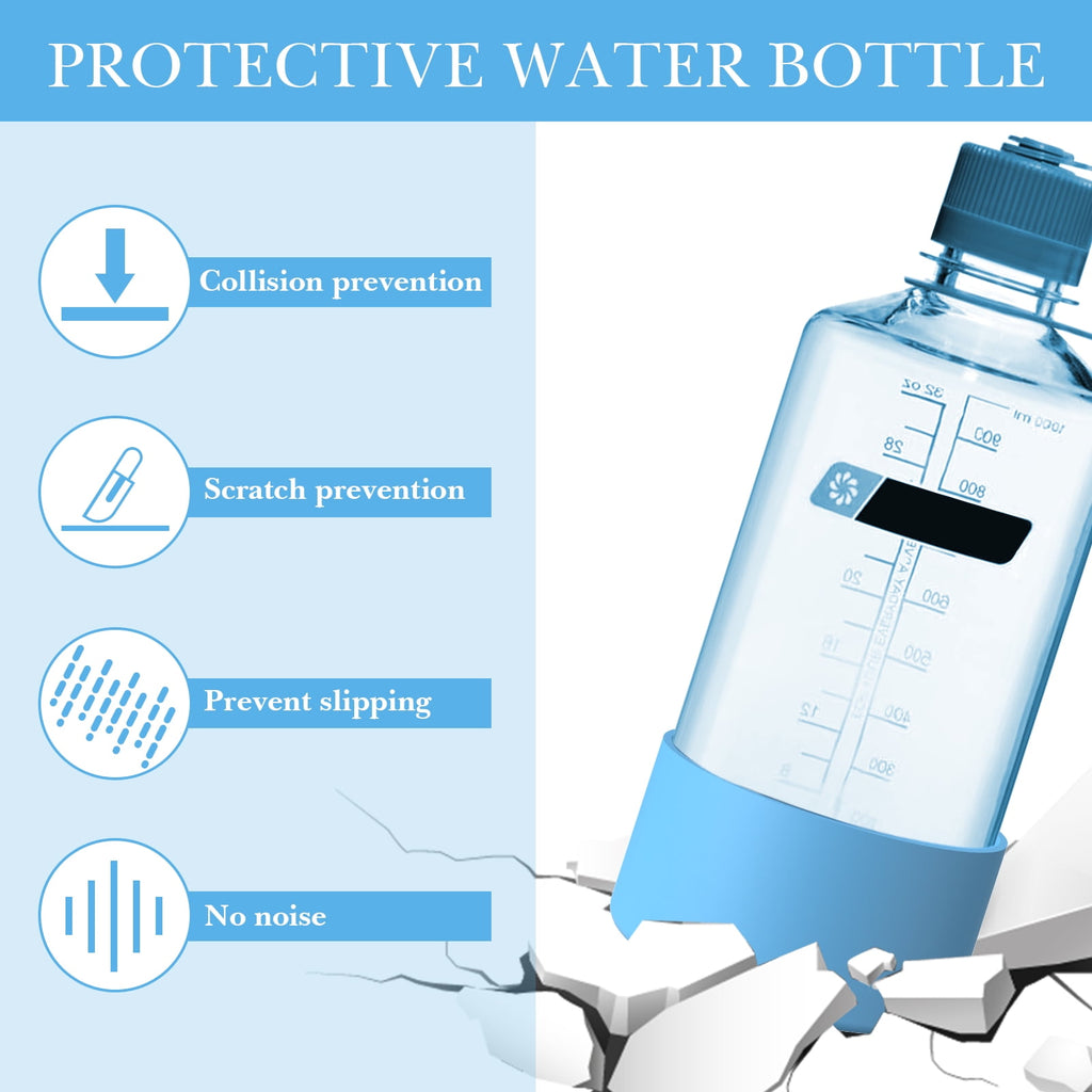 Linkidea 2 Pack Water Bottle Boot Compatible with Nalgene Sustain Wide Mouth 32oz/48oz, Narrow Mouth 32oz, Silicone Anti-Slip Bottle Bottom Bumper Protector (Blue) A8L9