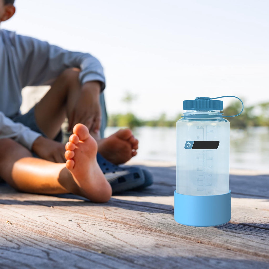 Linkidea 2 Pack Water Bottle Boot Compatible with Nalgene Sustain Wide Mouth 32oz/48oz, Narrow Mouth 32oz, Silicone Anti-Slip Bottle Bottom Bumper Protector (Blue) A8L9