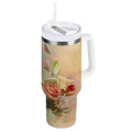 30 oz Insulated Stainless Steel Tumbler Double Wall Stainless Steel Tumbler with 2-Way Drinking Beautiful Floral Bouquet MZPS