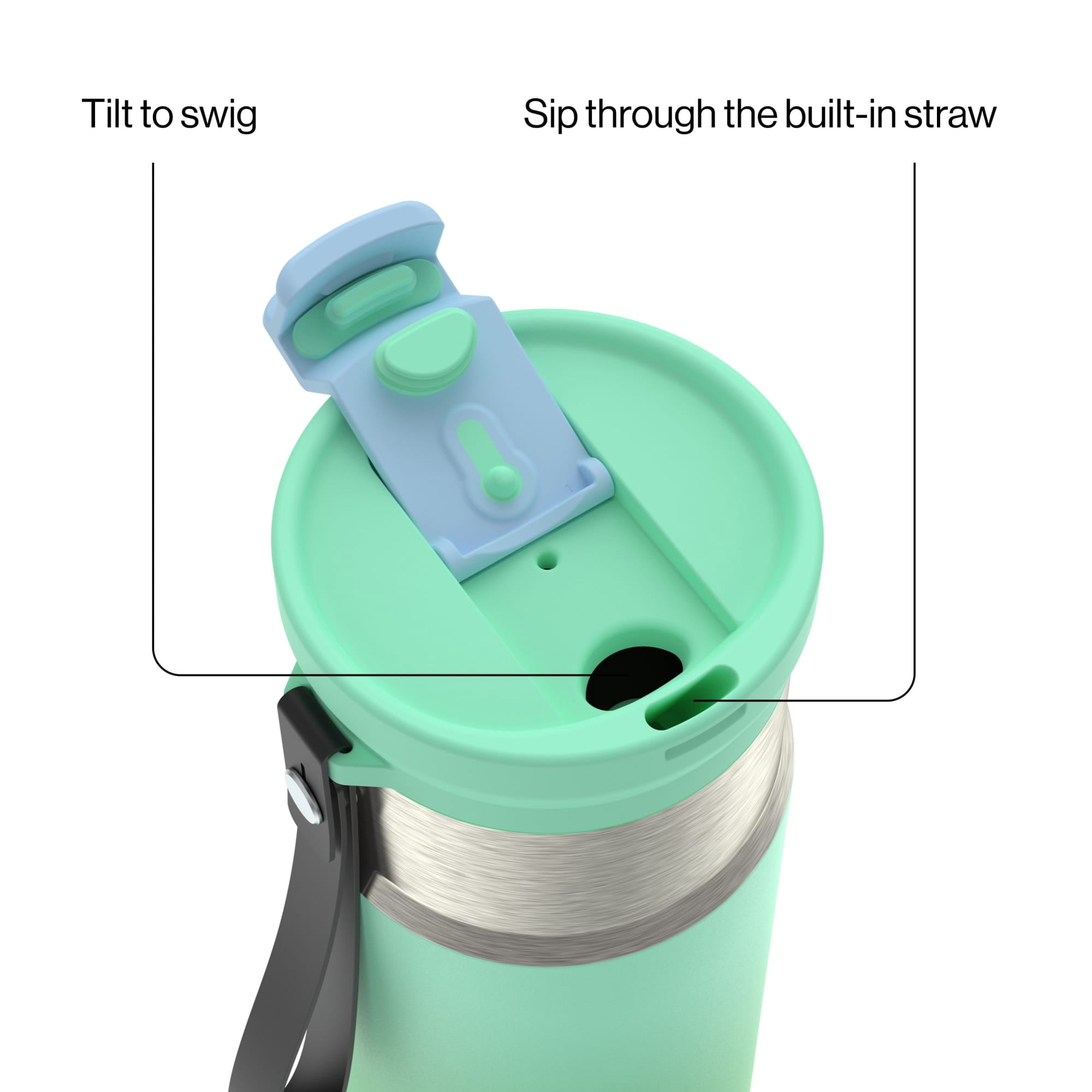Contigo DualSip 16 oz Compact Leakproof Insulated Water Bottle with 2-Way Lid D53Y