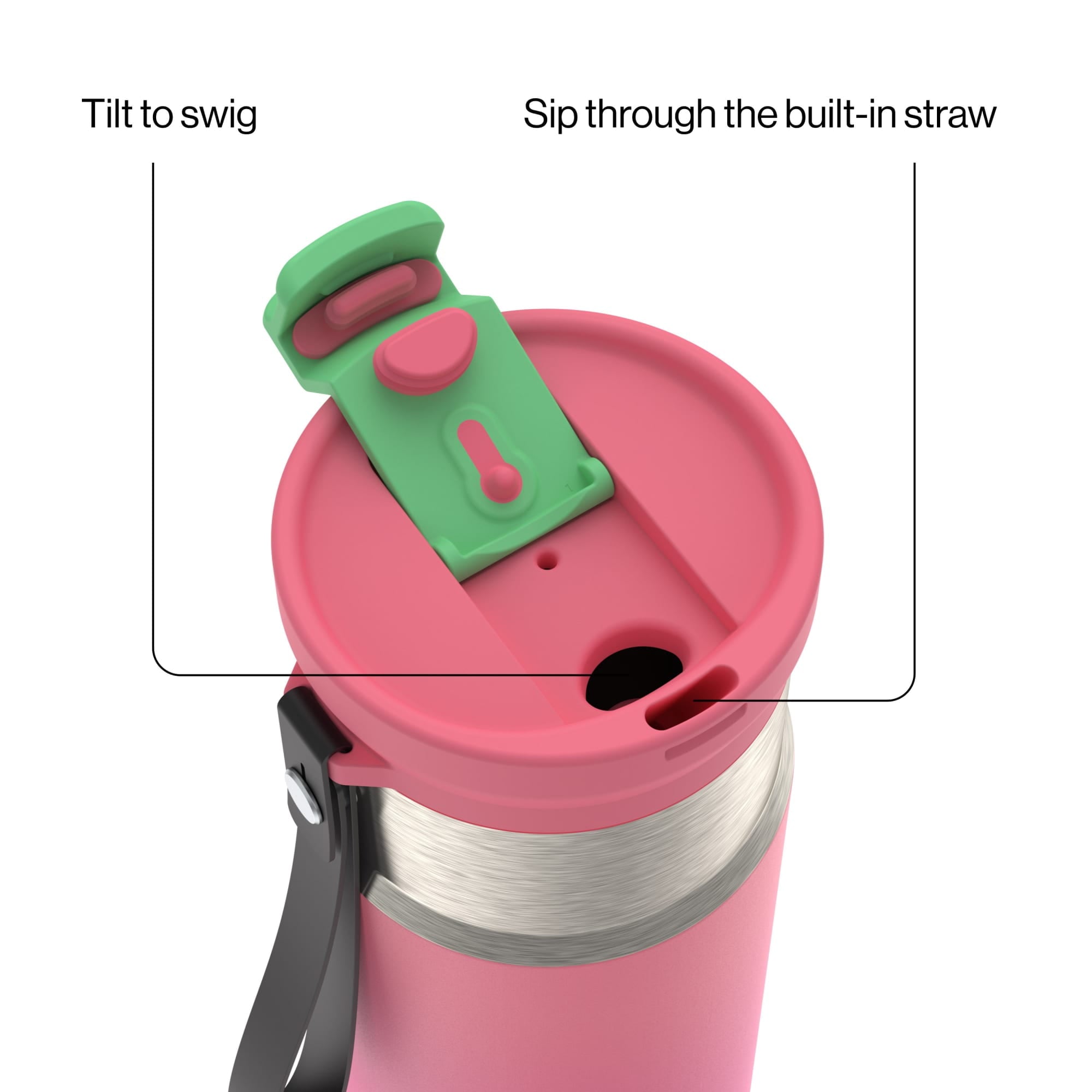 Contigo DualSip 16 oz Compact Leakproof Insulated Water Bottle with 2-Way Lid D53Y