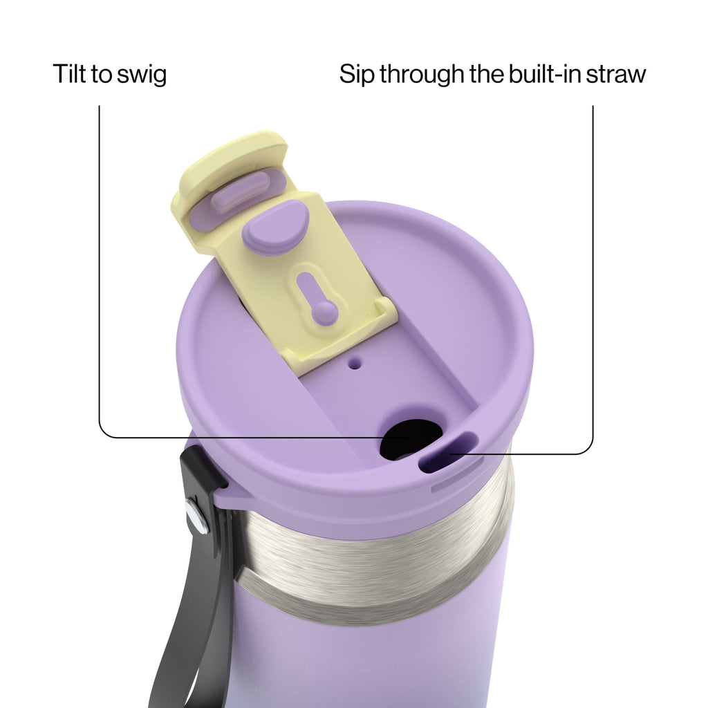 Contigo DualSip 16 oz Compact Leakproof Insulated Water Bottle with 2-Way Lid D53Y