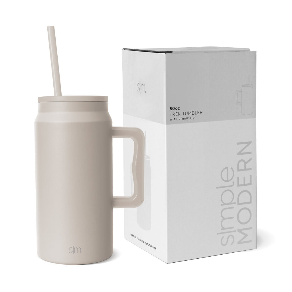 Simple Modern 50 fl oz Insulated Stainless Steel Trek Tumbler with Straw Lid | Midnight Black R3OD