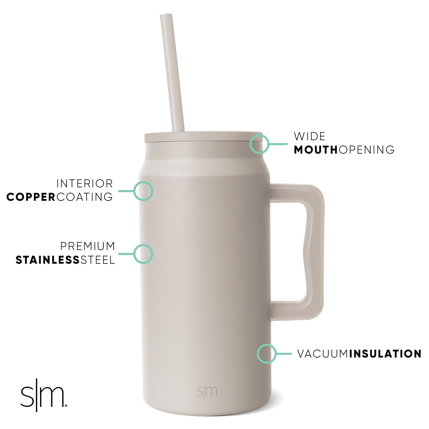 Simple Modern 50 fl oz Insulated Stainless Steel Trek Tumbler with Straw Lid | Midnight Black R3OD
