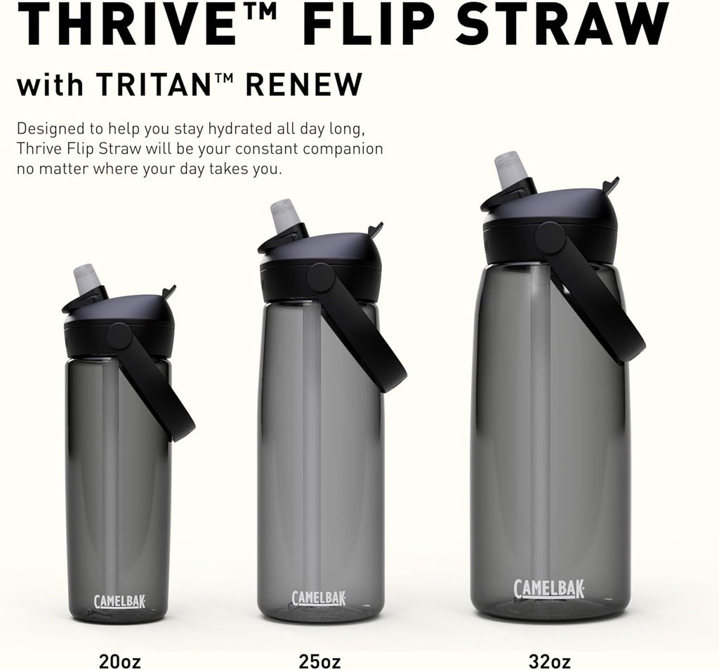 Camelbak Thrive Flip Straw 20oz Water Bottle, Charcoal 7GMT