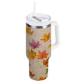 40 oz Insulated Stainless Steel Tumbler Double Wall Stainless Steel Tumbler with 2-Way Drinking Colored Autumn Leaves K6AA