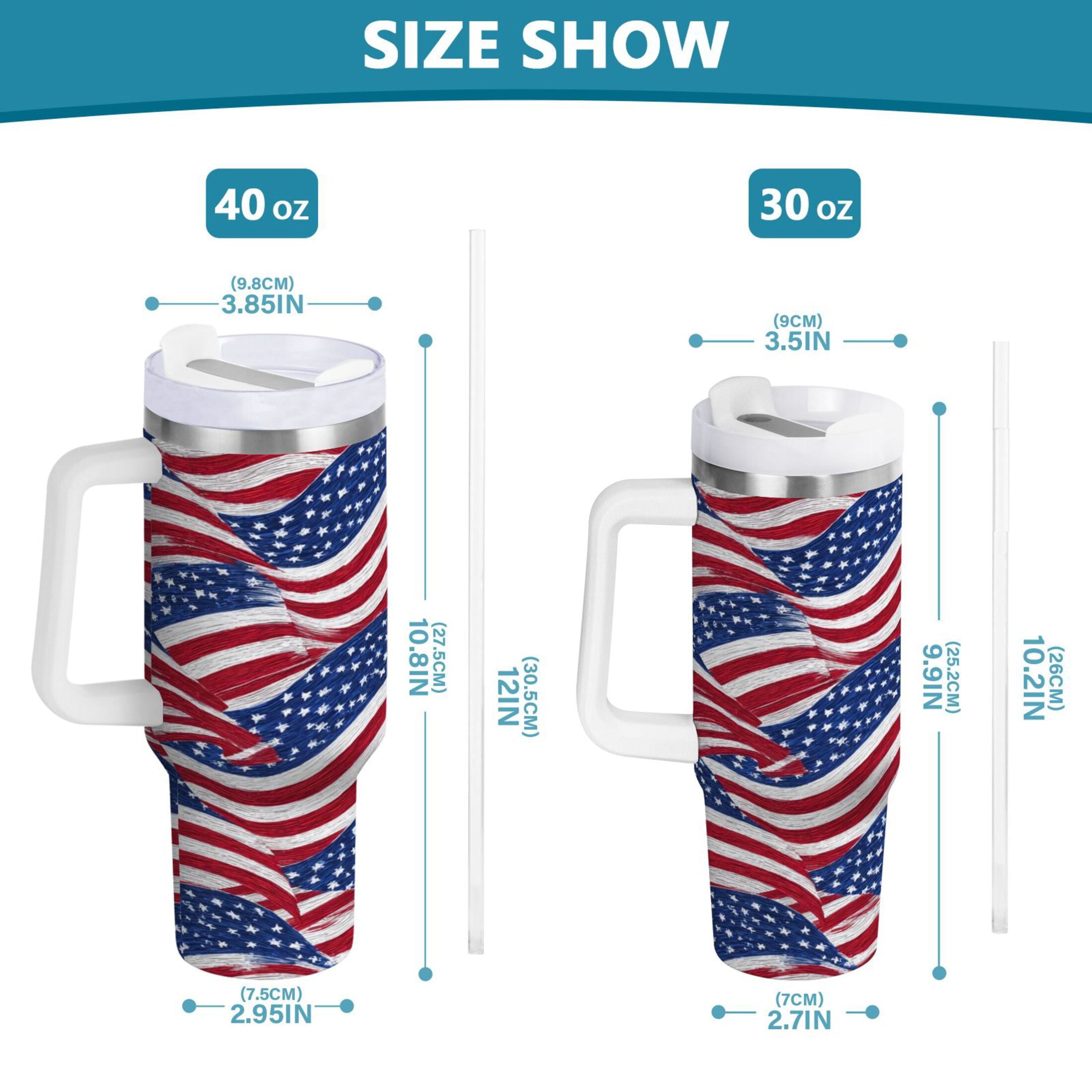 30 oz Insulated Stainless Steel Tumbler Double Wall Stainless Steel Tumbler with 2-Way Drinking Flags Wave Pattern ZI6H