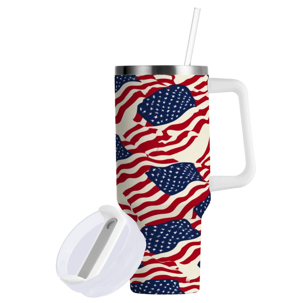 40 oz Insulated Stainless Steel Tumbler Double Wall Stainless Steel Tumbler with 2-Way Drinking Flags Abstract Design D7WS