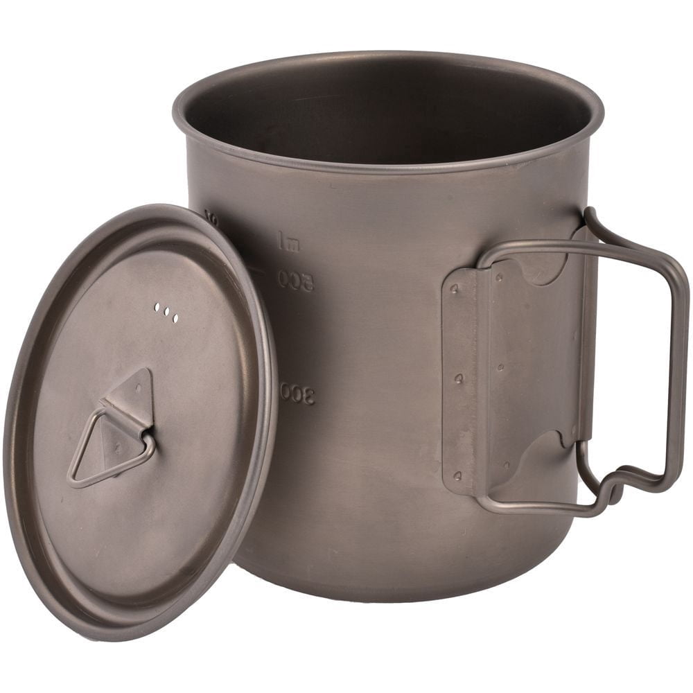Olicamp Titanium Space Saver Mug with Lid, Nests Nalgene Bottle Inside, Lightweight and Compact, Perfect for Camping and Backpacking, 750mL FNMS