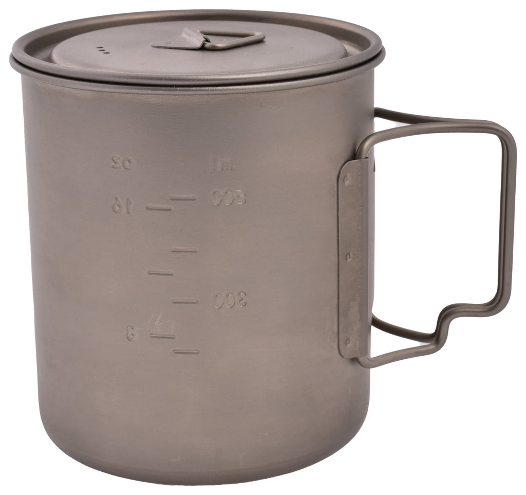 Olicamp Titanium Space Saver Mug with Lid, Nests Nalgene Bottle Inside, Lightweight and Compact, Perfect for Camping and Backpacking, 750mL FNMS