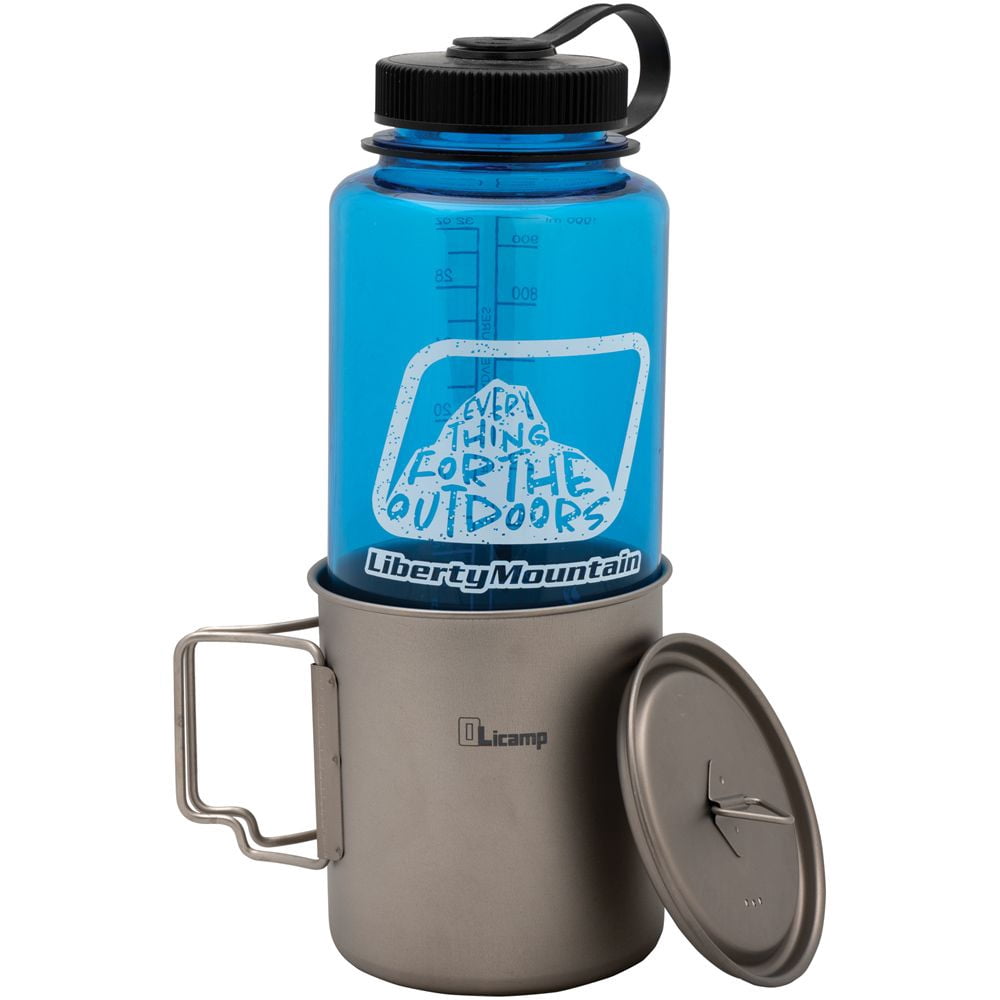Olicamp Titanium Space Saver Mug with Lid, Nests Nalgene Bottle Inside, Lightweight and Compact, Perfect for Camping and Backpacking, 750mL FNMS