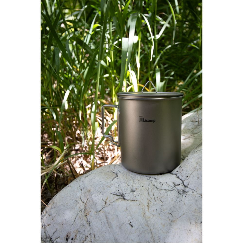 Olicamp Titanium Space Saver Mug with Lid, Nests Nalgene Bottle Inside, Lightweight and Compact, Perfect for Camping and Backpacking, 750mL FNMS