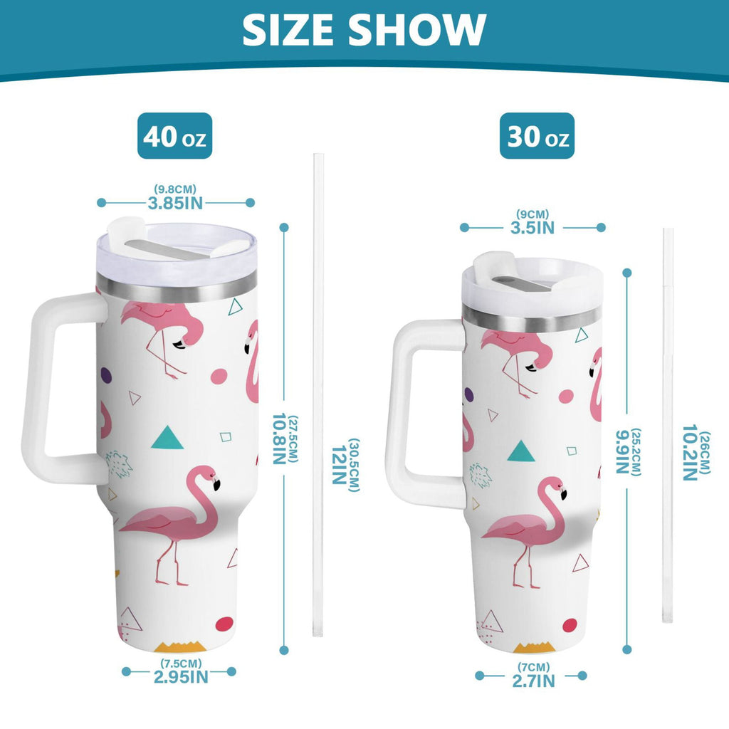 40 oz Insulated Stainless Steel Tumbler Double Wall Stainless Steel Tumbler with 2-Way Drinking Cute Flamingo Pattern Y08Q