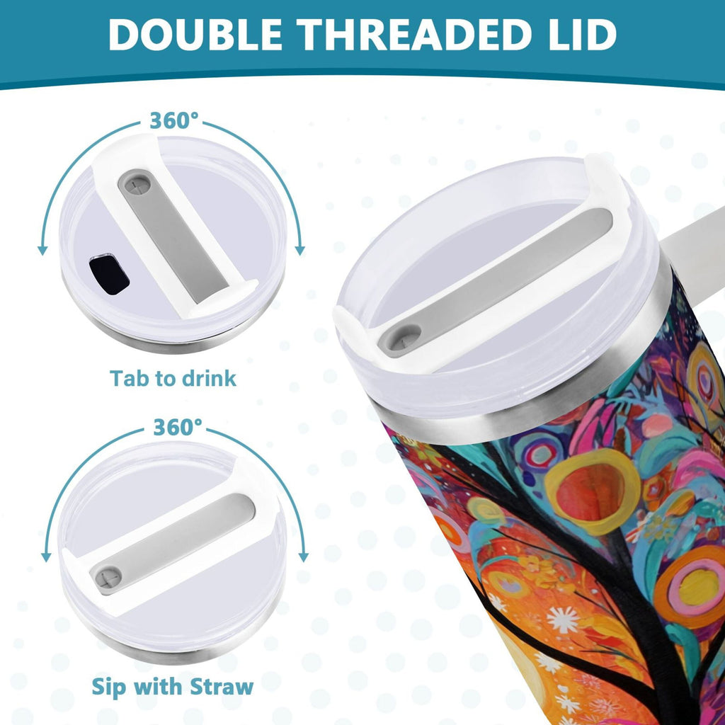 30 oz Insulated Stainless Steel Tumbler Double Wall Stainless Steel Tumbler with 2-Way Drinking Beautiful Abstract Tree Painting P0AU