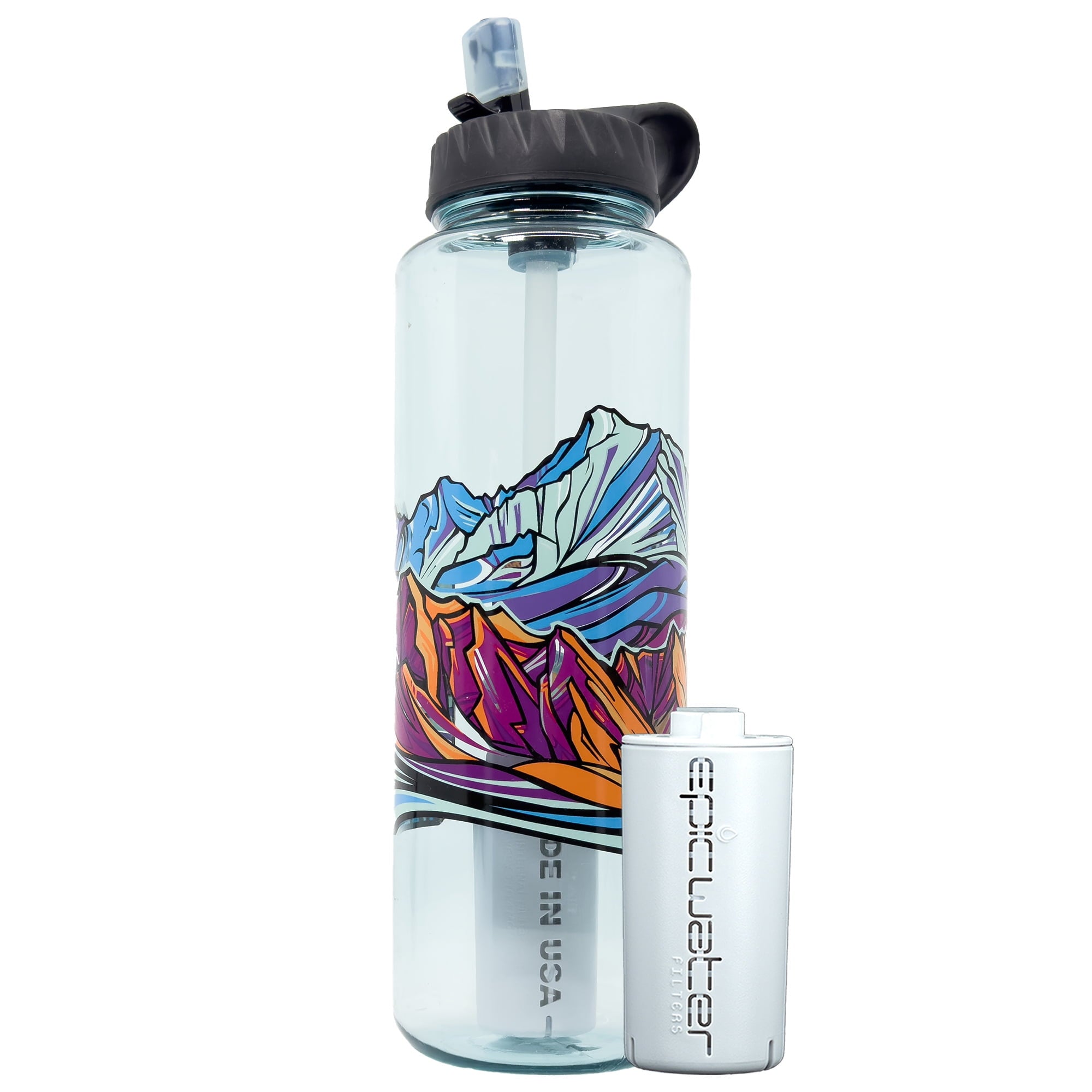 Epic Water Filters Nalgene OG Sustain Tritan USA Made Water Bottle and 75 Gallon Filter - Removes 99.99% of Water Impurities, 32oz, Leggitt Art U6JZ