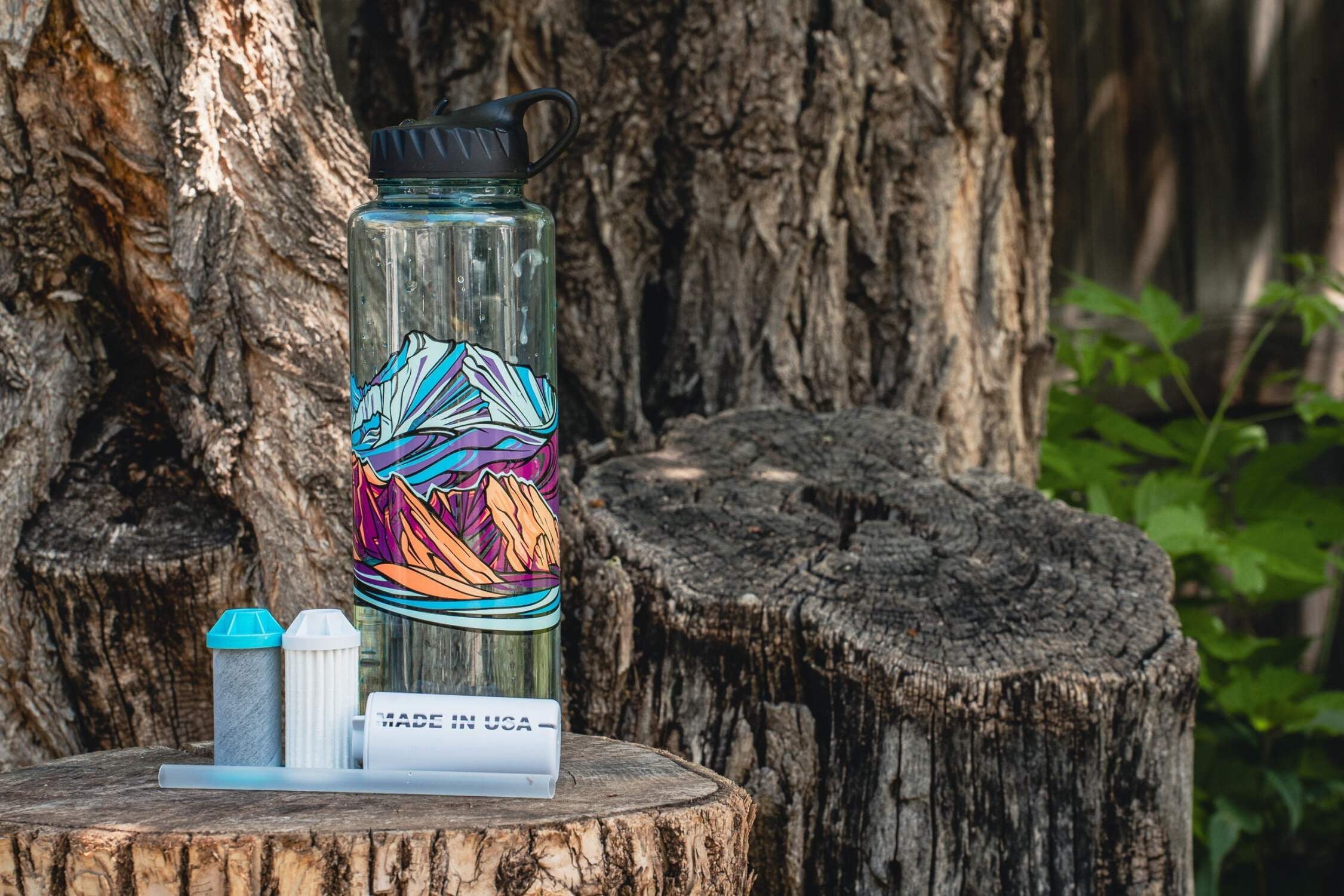 Epic Water Filters Nalgene OG Sustain Tritan USA Made Water Bottle and 75 Gallon Filter - Removes 99.99% of Water Impurities, 32oz, Leggitt Art U6JZ