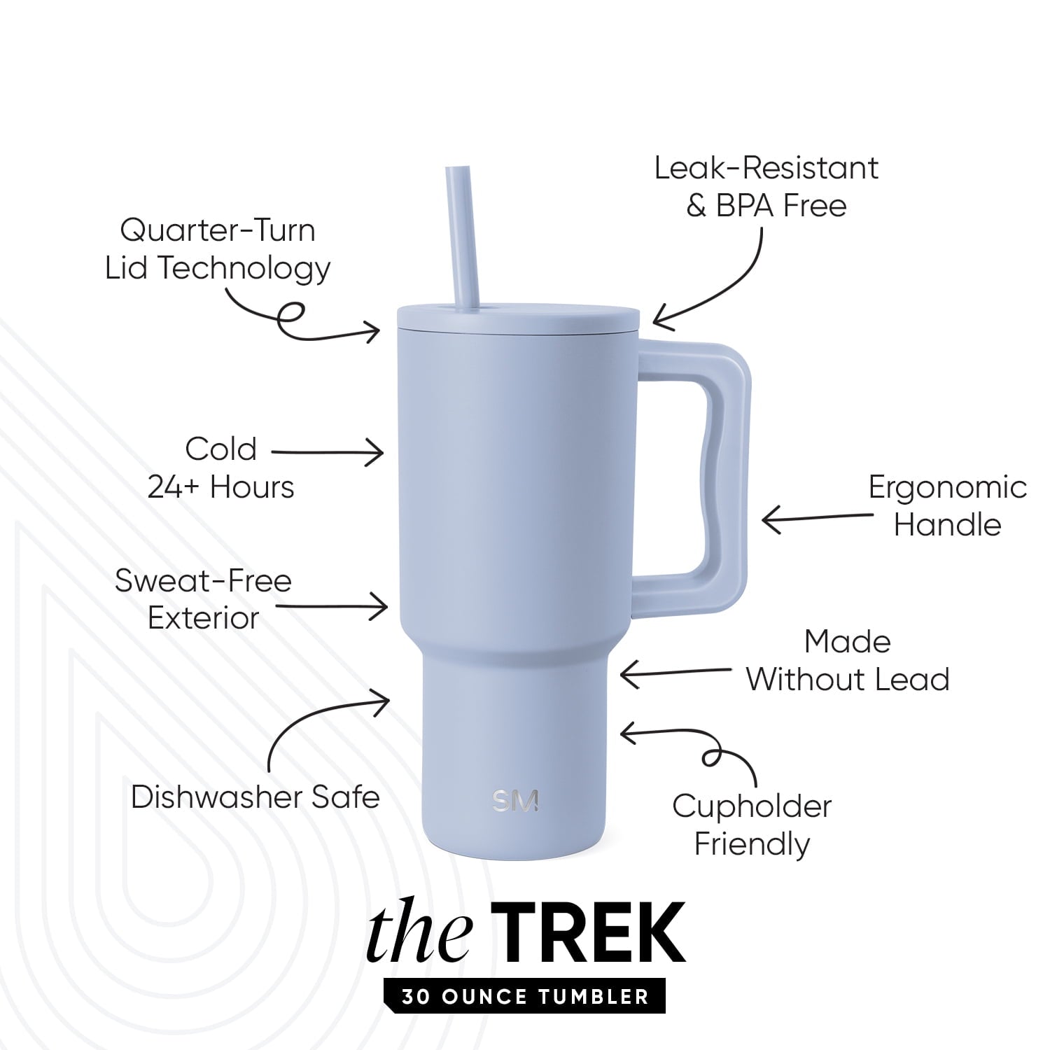 Simple Modern 30 fl oz Insulated Stainless Steel Trek Tumbler with Straw Lid | Seaglass Sage and Cream Checkmate YPTM