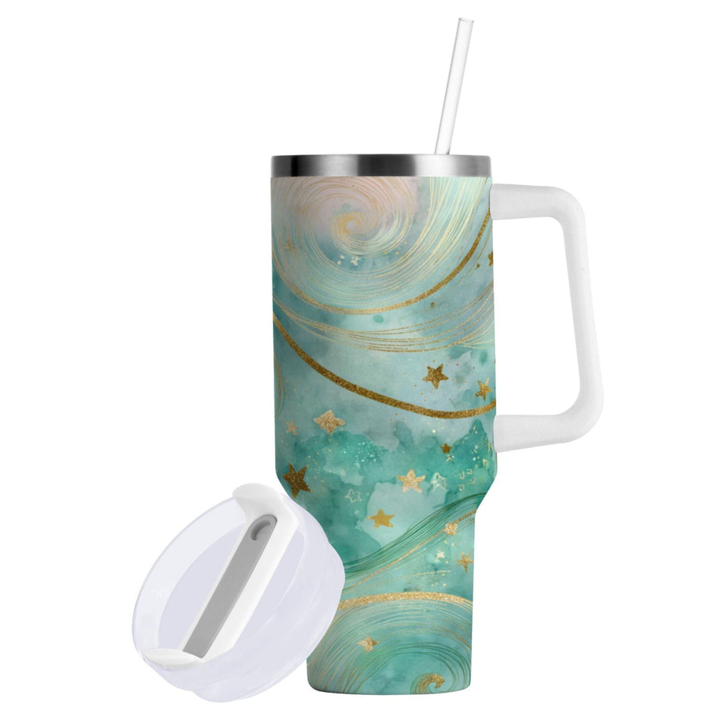 30 oz Insulated Stainless Steel Tumbler Double Wall Stainless Steel Tumbler with 2-Way Drinking Beautiful Swirling Lines PFNT