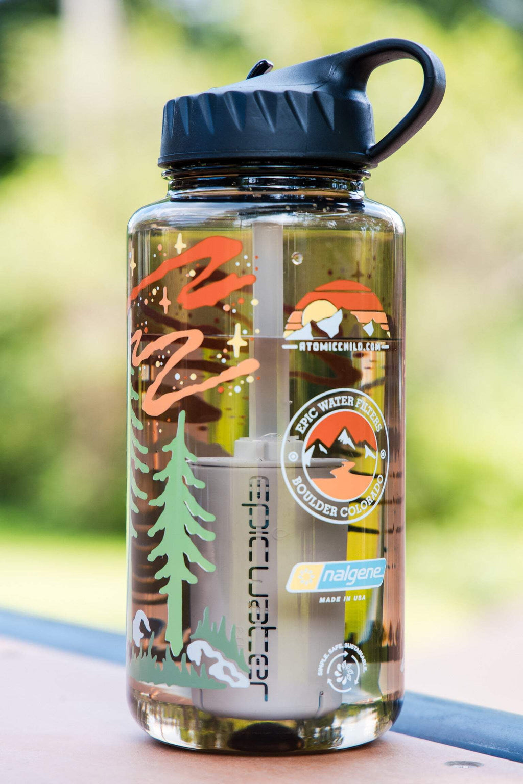 Epic Water Filters Nalgene OG Sustain Tritan USA Made Water Bottle and 75 Gallon Filter - Removes 99.99% of Water Impurities, 32oz, Atomic Child Special Edition SNBU