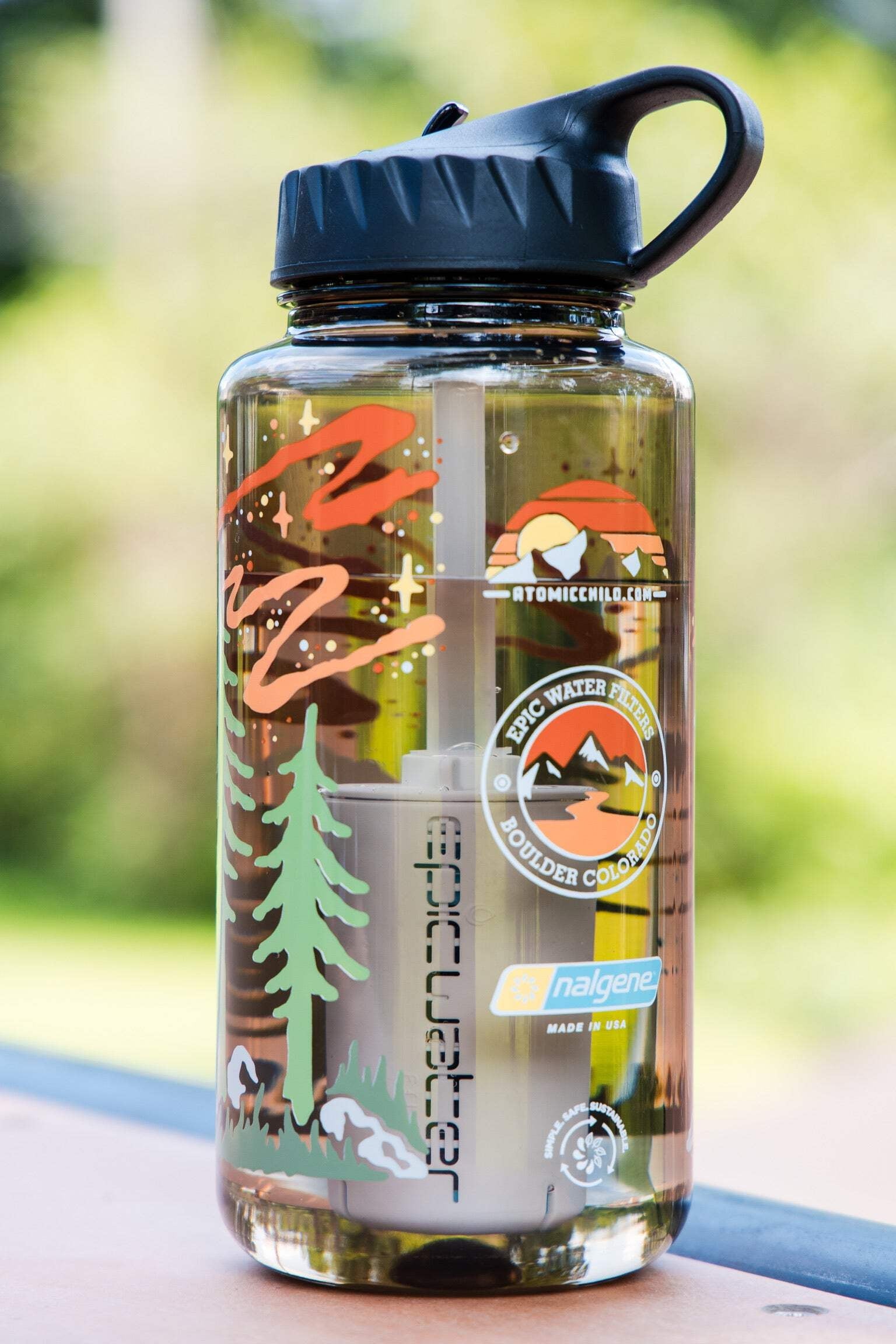 Epic Water Filters Nalgene OG Sustain Tritan USA Made Water Bottle and 75 Gallon Filter - Removes 99.99% of Water Impurities, 32oz, Atomic Child Special Edition SNBU