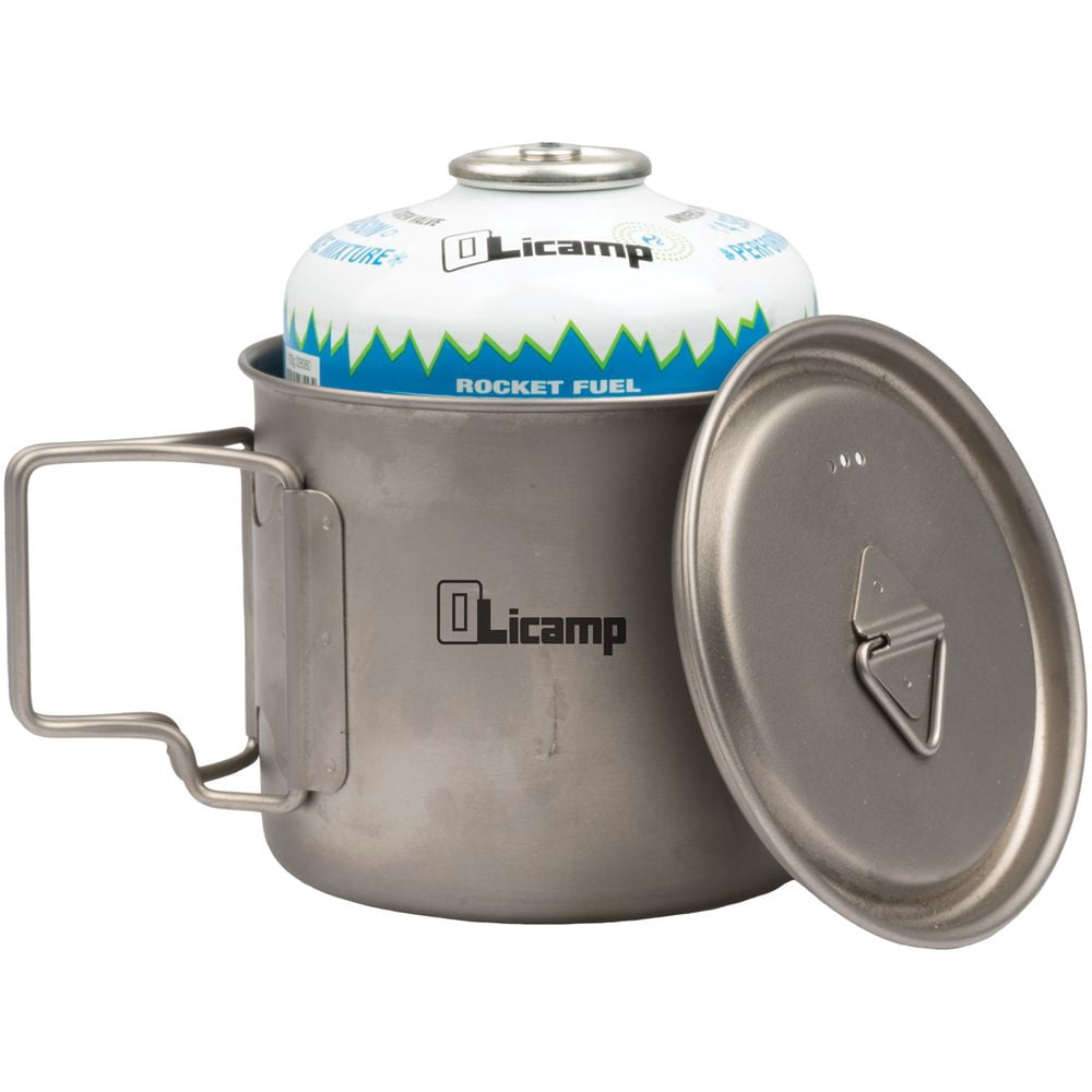 Olicamp Titanium Space Saver Mug with Lid, Nests Nalgene Bottle Inside, Lightweight and Compact, Perfect for Camping and Backpacking, 550mL ZQWF