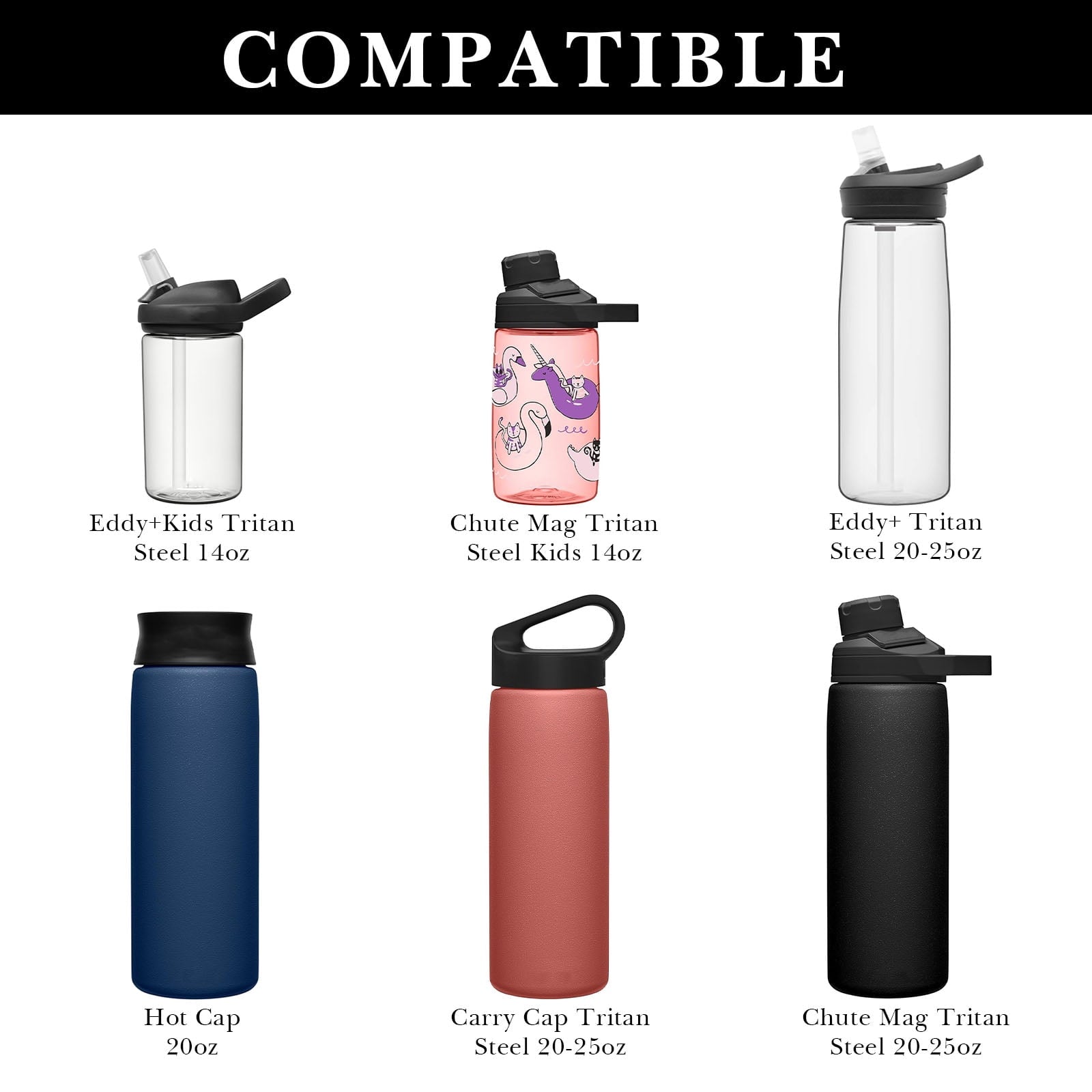 Linkidea 2 Pack Water Bottle Boot Compatible with CamelBak Eddy+20oz/25oz, Chute Mag 20oz/25oz, Carry Cap, Silicone Anti-Slip Bottle Bottom Bumper Protector (Clear White) PLMD