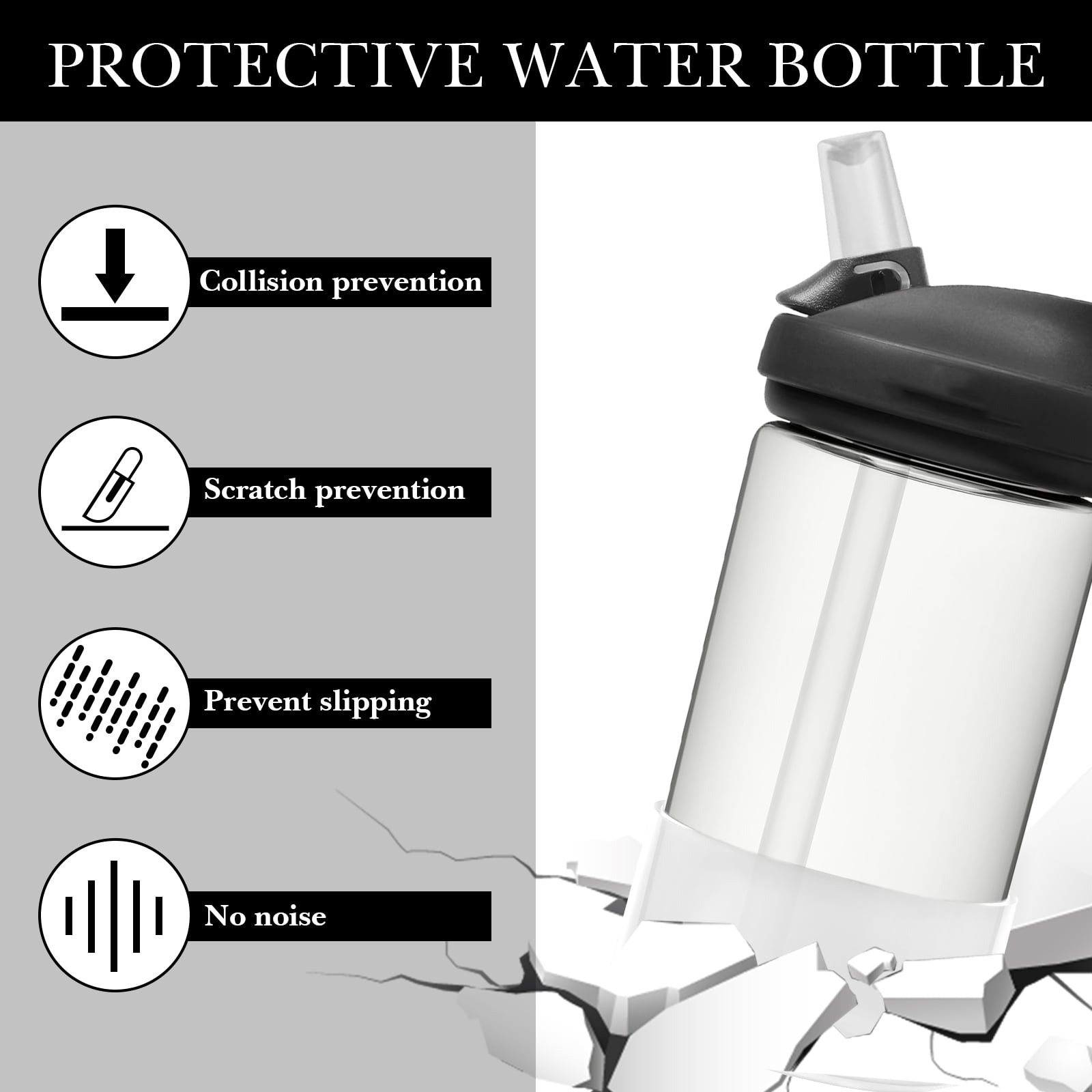 Linkidea 2 Pack Water Bottle Boot Compatible with CamelBak Eddy+20oz/25oz, Chute Mag 20oz/25oz, Carry Cap, Silicone Anti-Slip Bottle Bottom Bumper Protector (Clear White) PLMD