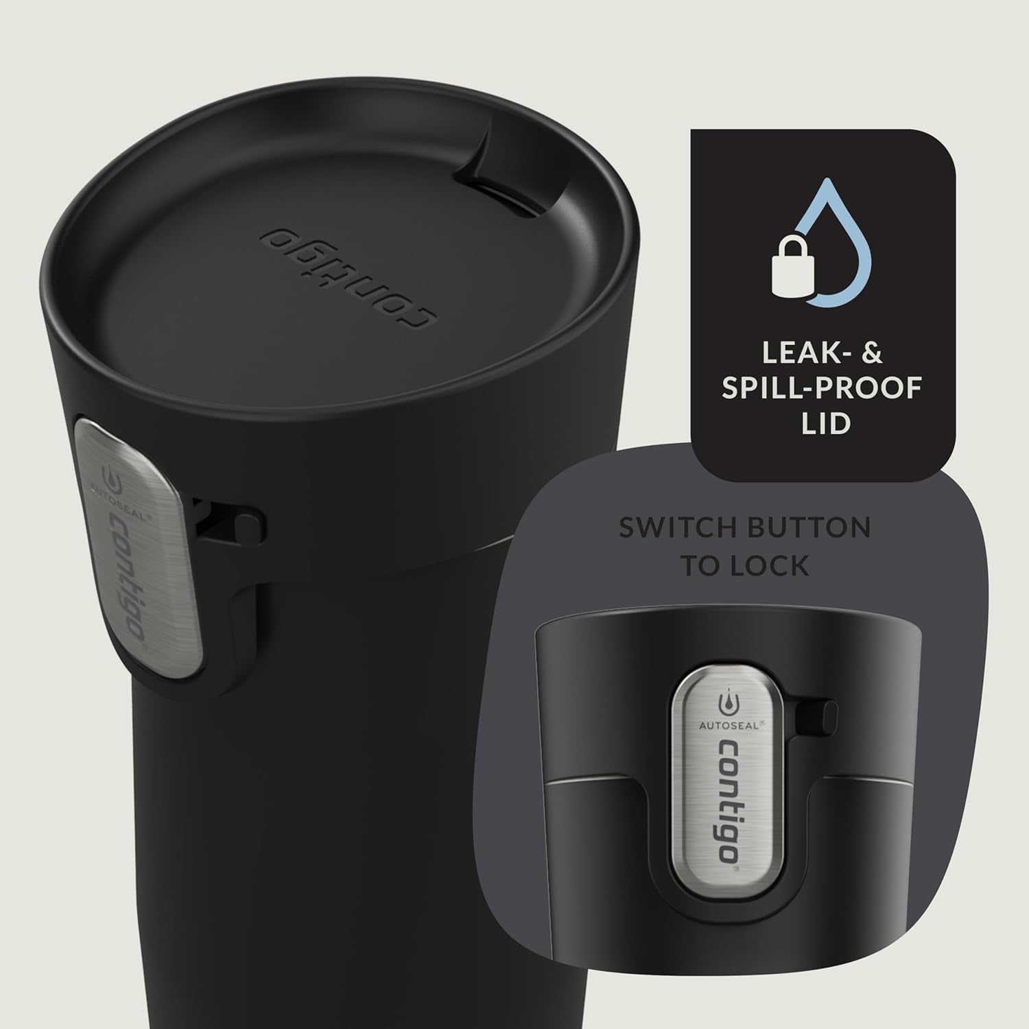 Contigo AUTOSEAL West Loop Vacuum-Insulated Stainless Steel Travel Mug with Easy-Clean Lid, 12oz, Matte Black OTN6