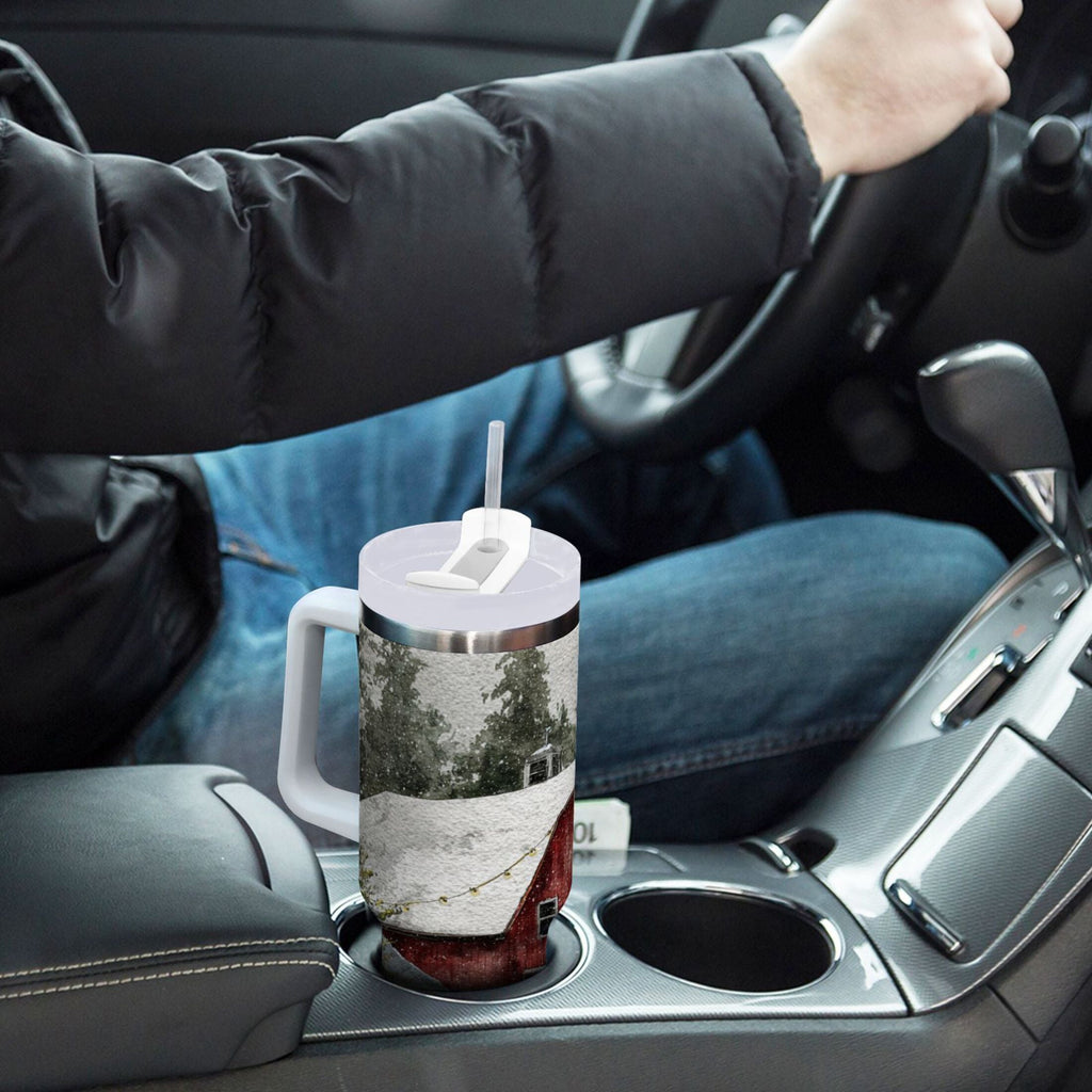 30 oz Insulated Stainless Steel Tumbler Double Wall Stainless Steel Tumbler with 2-Way Drinking Old Red Barn RM59