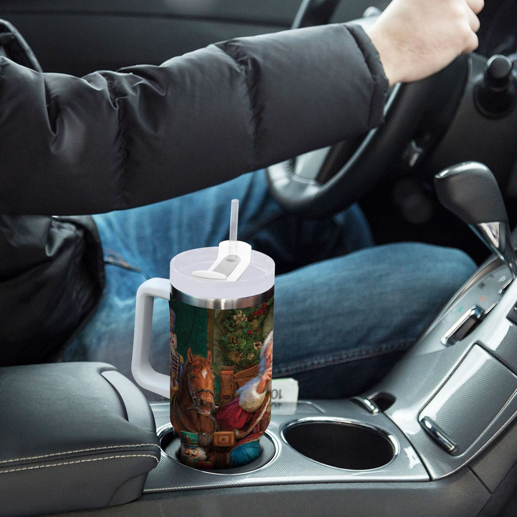 40 oz Insulated Stainless Steel Tumbler Double Wall Stainless Steel Tumbler with 2-Way Drinking Santa Eating Cookies 2Y5Z