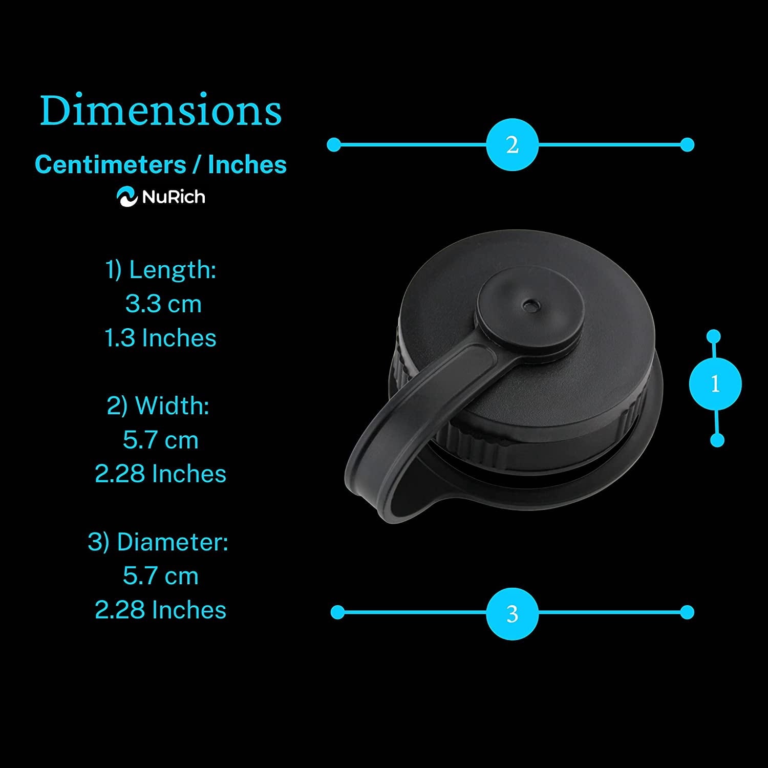 NuRich Loop Top Lid for Wide Mouth Hydro Flask, Nalgene &amp; Simple Water Bottles SAYL