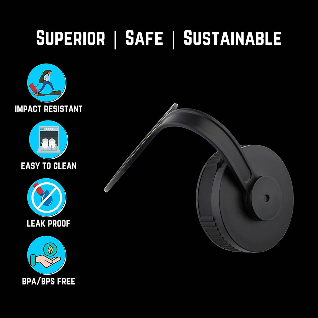 NuRich Loop Top Lid for Wide Mouth Hydro Flask, Nalgene &amp; Simple Water Bottles SAYL