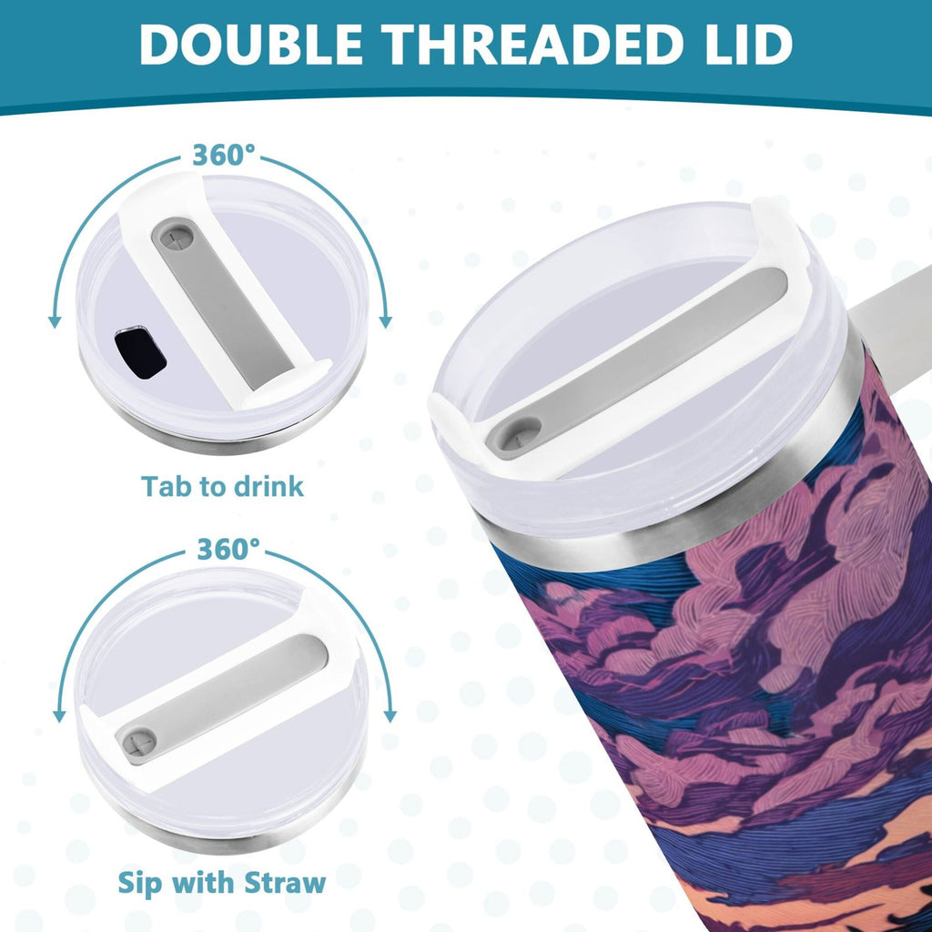 40 oz Insulated Stainless Steel Tumbler Double Wall Stainless Steel Tumbler with 2-Way Drinking Wild Horses Running L1OF