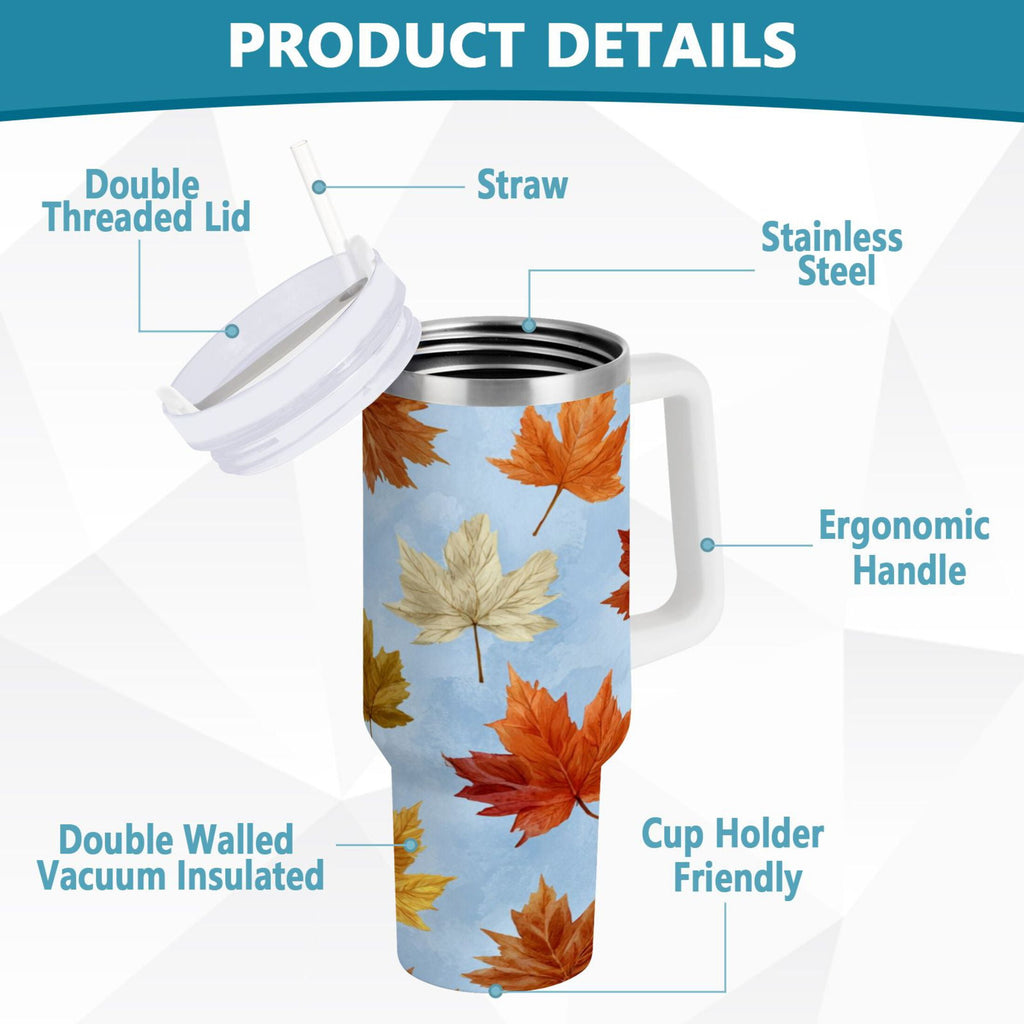 30 oz Insulated Stainless Steel Tumbler Double Wall Stainless Steel Tumbler with 2-Way Drinking Autumn Maple Leaves 2C6C