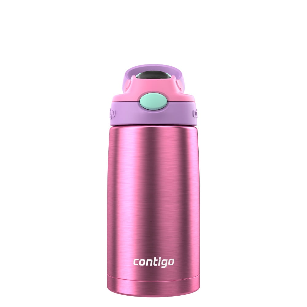 Contigo Kid's 13 oz. AutoSpout Straw Water Bottle - Stainless Steel/Azalea/Pansy LJ4P