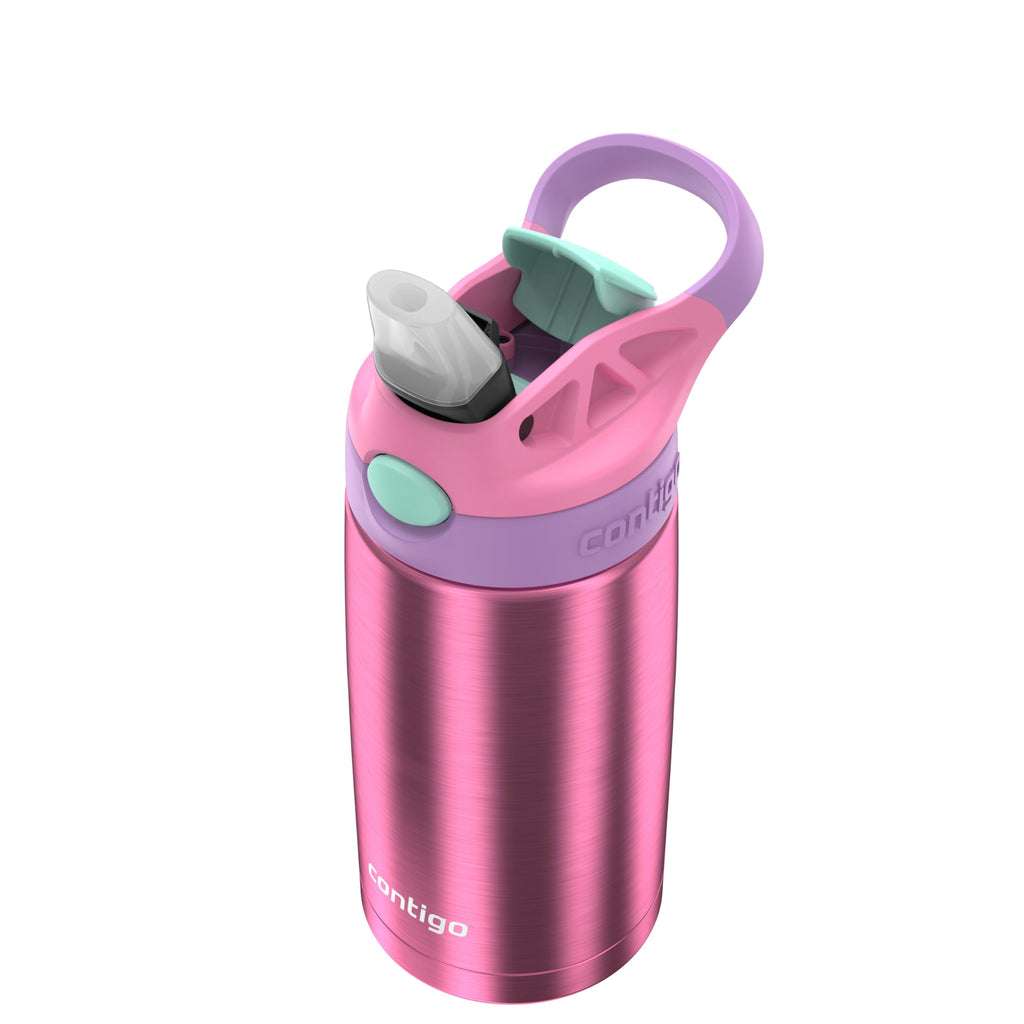 Contigo Kid's 13 oz. AutoSpout Straw Water Bottle - Stainless Steel/Azalea/Pansy LJ4P